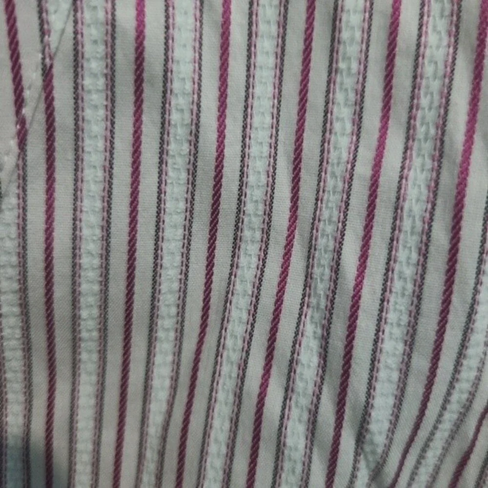 White House Black Market pink white striped v-neck bell sleeve top size 6 - Picture 5 of 7